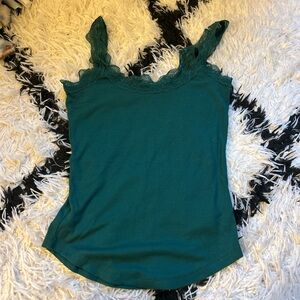 GapBody Teal Lace Trim Tank Top